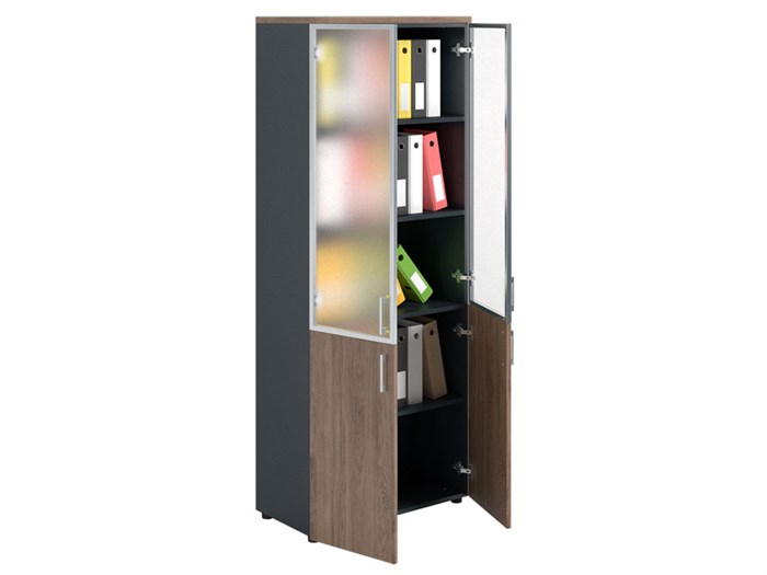Шкаф NW 2080/2G со стеклом темный орех/антрацит 51269 - фото 31905