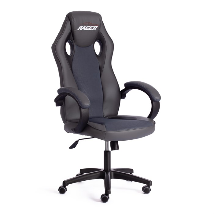 Кресло RACER GT new кож/зам/ткань, металлик/серый, 36/12 TETCHAIR-13251 - фото 38840