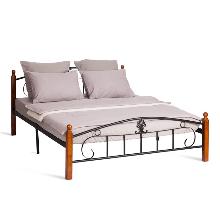 Кровать РУМБА (AT-203)/ RUMBA дерево гевея/металл, 160*200 см (Queen bed), красный дуб/черный TETCHAIR-10558 - фото 41325