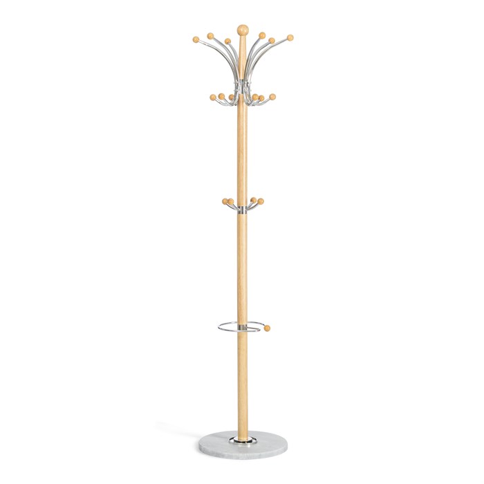 Вешалка Sakura (mod. GH-8606) дерево/хром/мрамор, 37 x 37 x 175 см, White (Белый) / Natural (натуральный) TETCHAIR-21437 - фото 41375