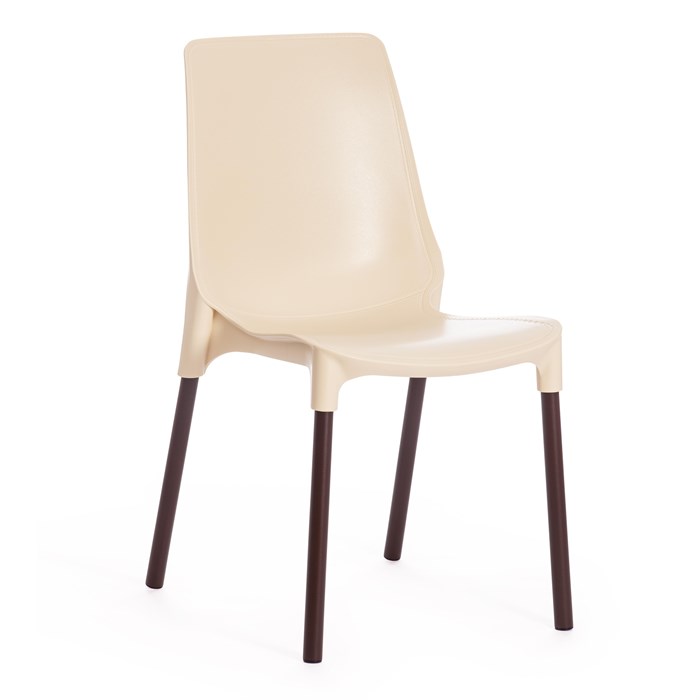 Стул GENIUS (mod 75) металл/пластик, 46x56x84cм, бежевый/коричневые ножки TETCHAIR-12832 - фото 42215