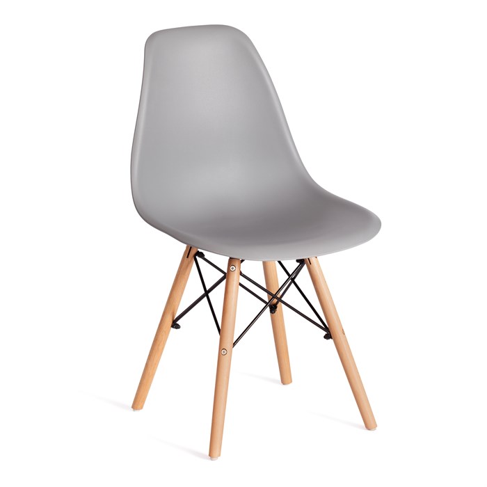 Стул CINDY (EAMES) (mod. 1801) дерево бук/металл/сиденье пластик, 45x51x82 см, Light grey (светло-серый) TETCHAIR-19828 - фото 42376