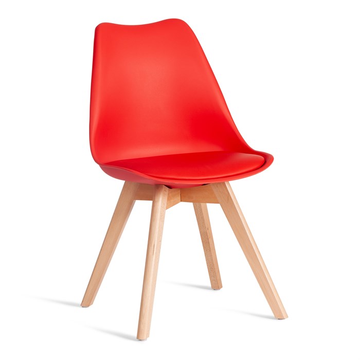 Стул TULIP (mod. 73-1) дерево/пластик/экокожа, 47,5x55x80 см, Красный (Red) TETCHAIR-21121 - фото 42468