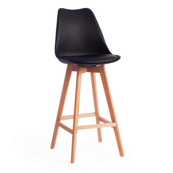 Стул барный TULIP BAR (mod. C1014H) / 1 шт. в упаковке пластик/дерево, 57 х 48 х 114 см, черный 3010/натуральный TETCHAIR-19652 - фото 42840
