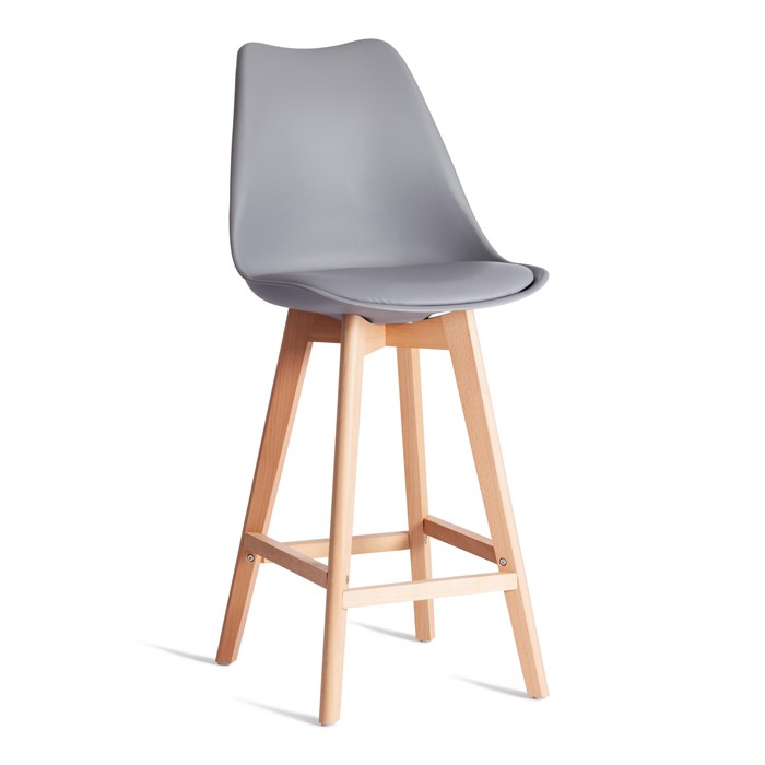 Стул барный TULIP BAR (mod. C1014H-1) пластик/дерево, 42 х 47,5 х 104 см, Grey (серый) 92717 / натуральный TETCHAIR-21242 - фото 42859