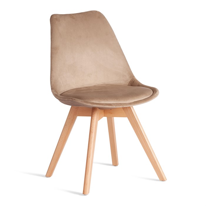 Стул TULIP SOFT (mod. 053V) дерево/пластик/вельвет, 49,5 x 54,5 x 84 см, Бежевый (HLR 12)/натуральный TETCHAIR-21124 - фото 44376