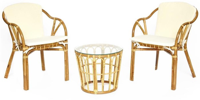 Комплект террасный AKIRA /с подушкой/ skin rattan eco, 54х60х78см / D46х40см, Natural (натуральный) TETCHAIR-12993 - фото 44871