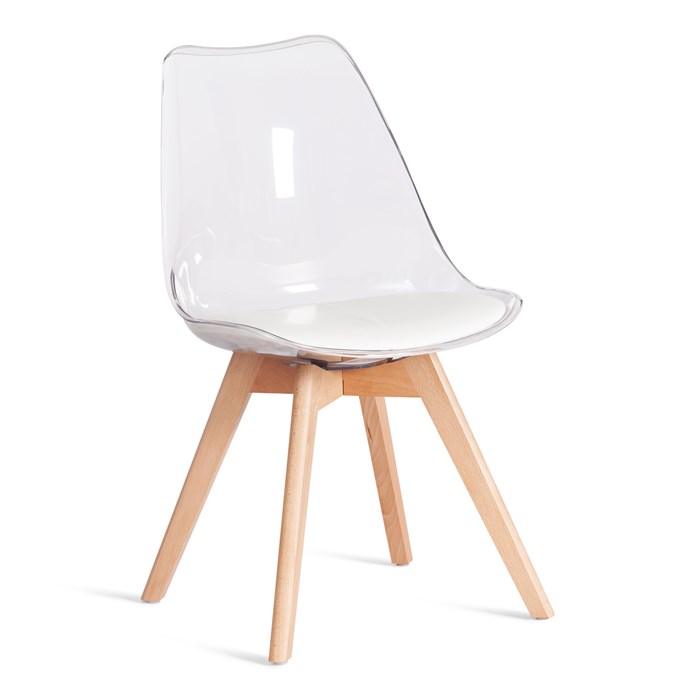 Стул TULIP (mod. 73-1) дерево/пластик/экокожа, 47,5x55x80 см, Прозрачный (Transparent) TETCHAIR-21123 - фото 45044