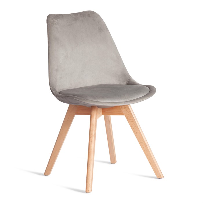Стул TULIP SOFT (mod. 053V) дерево/пластик/вельвет, 49,5 x 54,5 x 84 см, Светло-серый (HLR 39)/натуральный TETCHAIR-21125 - фото 45151