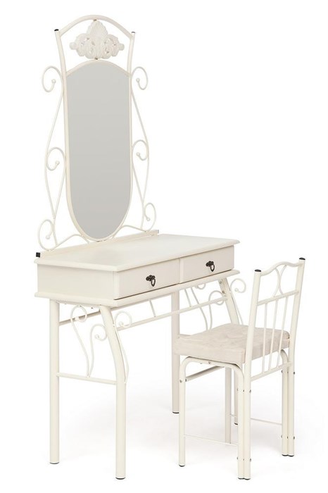 Столик туалетный CANZONA (столик/зеркало + стул) 95х46х162см, Белый (butter white) TETCHAIR-10392 - фото 48531