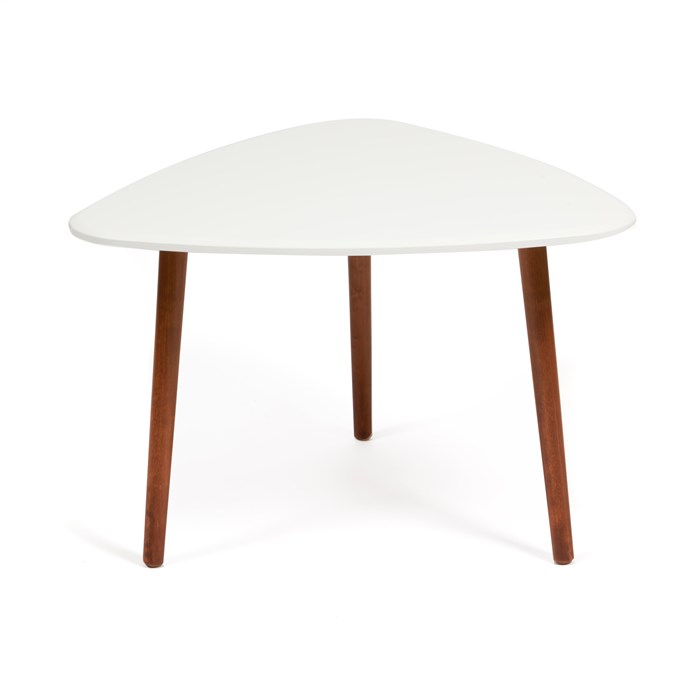 Стол журнальный TROYA МДФ/дерево, 70*73*48 см, Белый (ножки орех) TETCHAIR-14400 - фото 48678