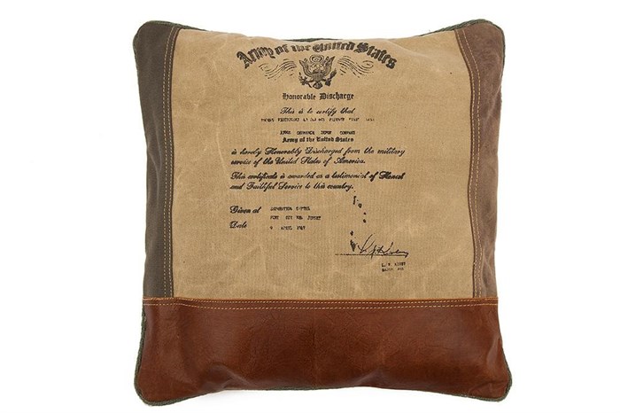 Подушка Secret De Maison THOMAS ( mod. M-7043 )   кожа буйвола / ткань, 40 х 40см, коричневый, ткань: винтаж TETCHAIR-10318 - фото 49244