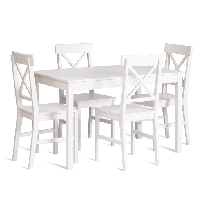 Обеденный комплект Хадсон (стол + 4 стула)/ Hudson Dining Set (mod.0102) МДФ/тополь/меламин, стол: 118х74х73 см, стул: 42,5x46,5x93,5 см, White (белый) TETCHAIR-21334 - фото 50196