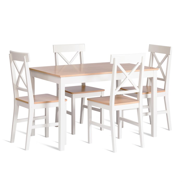 Обеденный комплект Хадсон (стол + 4 стула)/ Hudson Dining Set (mod.0103) МДФ/тополь/меламин, стол: 118х74х73 см, стул: 42,5x46,5x93,5 см, White (Белый) / Natural (натуральны TETCHAIR-21335 - фото 50205