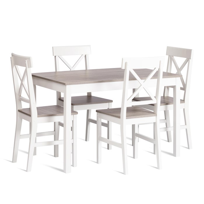Обеденный комплект Хадсон (стол + 4 стула)/ Hudson Dining Set (mod.0104) МДФ/тополь/меламин, стол: 118х74х73 см, стул: 42,5x46,5x93,5 см, white (белый) / grey (серый) TETCHAIR-21336 - фото 50214