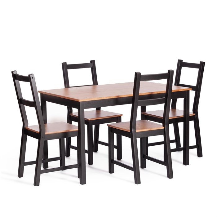 Обеденный комплект Соната (стол + 4 стула) / Sonata dining set массив сосны, стол: 120х75х73см  стул :41х50х95см, антик/чёрный TETCHAIR-21795 - фото 50232