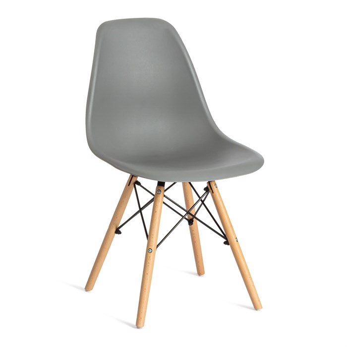 Стул CINDY (EAMES) (mod. 001) дерево бук/металл/сиденье пластик, 51x46x82см, серый/grey TETCHAIR-11466 - фото 50323