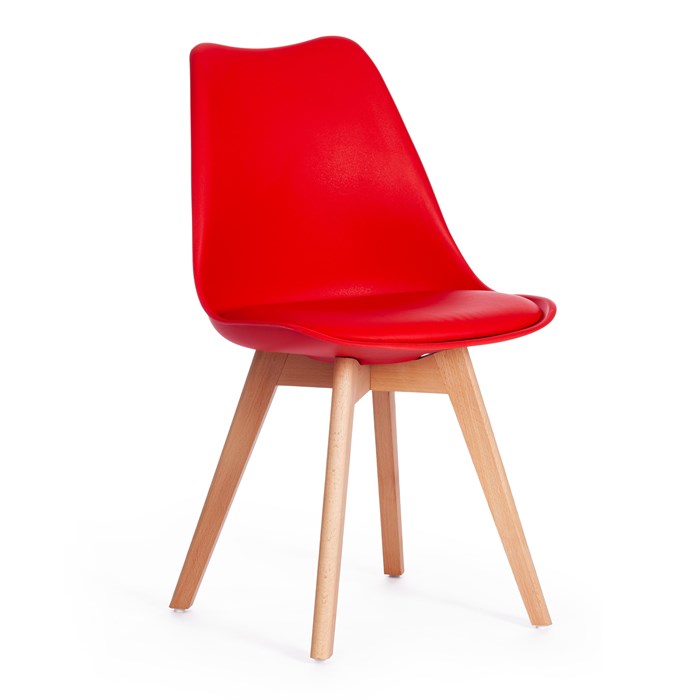 Стул TULIP (mod. 73) / 1 шт. в упаковке дерево/пластик/ПУ, 48.5*52.5*83cм, красный TETCHAIR-14208 - фото 50484