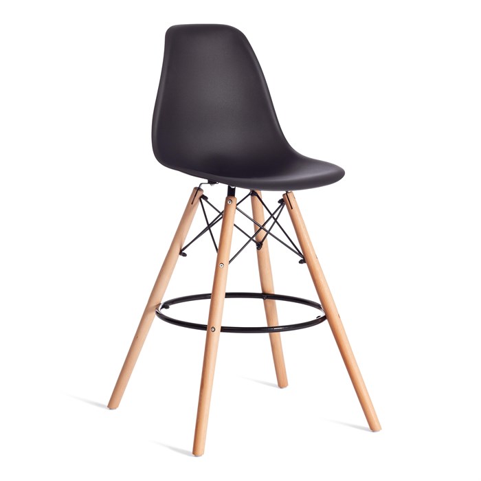 Стул барный Cindy Bar Chair (mod. 80-1) дерево бук/металл/пластик, 50 х 51 х 109 см, Black (Черный) 3010/ натуральный TETCHAIR-21239 - фото 50990