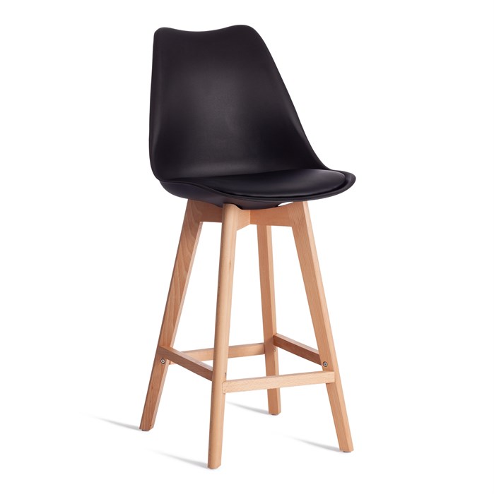 Стул барный TULIP BAR (mod. C1014H-1) пластик/дерево, 42 х 47,5 х 104 см, Black (Черный) 3010/ натуральный TETCHAIR-21241 - фото 51010