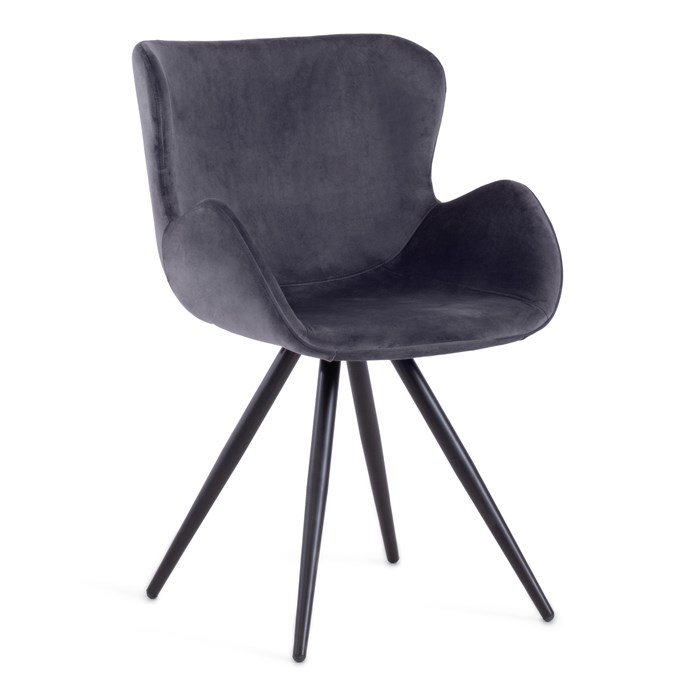 Кресло BOEING ( mod. 9120) металл/вельвет, 42x58x84.5x47см, серый (HLR 21)/черный TETCHAIR-14266 - фото 51369
