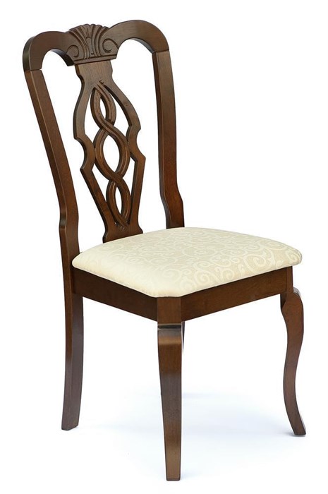 Стул - Афродита/ Aphrodite дерево гевея, 46х54х99см, Cappuchino , ткань кремовая с рисунком (3321) TETCHAIR-9240 - фото 52853