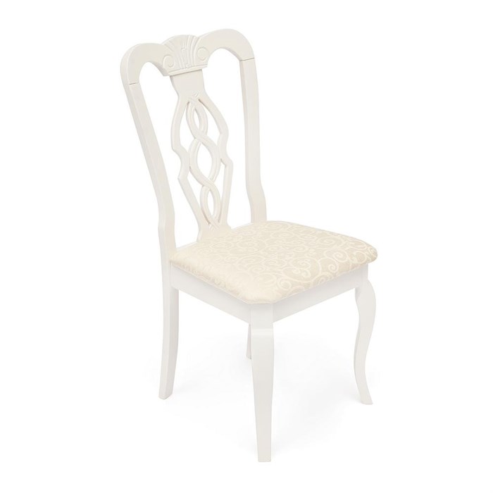 Стул - Афродита/ Aphrodite дерево гевея, 46х54х99см, Ivory white, ткань кремовая с рисунком (3321) TETCHAIR-12889 - фото 53057