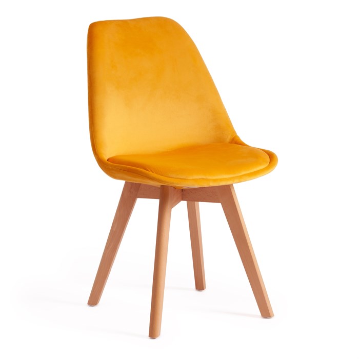 Стул TULIP SOFT (mod. 74) вельвет/дерево , 54 х 47 х 83 см , желтый (HLR 41)/натуральный TETCHAIR-15222 - фото 53165