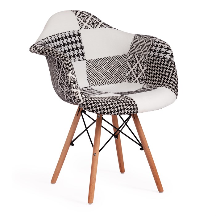 Кресло CINDY SOFT (EAMES) (mod. 101) / 1 шт. в упаковке дерево бук/металл/мягкое сиденье/ткань, 61 х 60 х 80 см , black/white (черный/белый) TETCHAIR-19051 - фото 53210