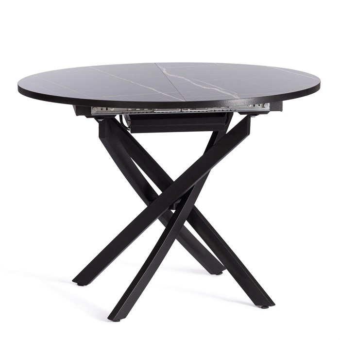 Стол MANZANA ЛДСП/HPL/металл, 100 х 100+30 х 75 см, Мрамор чёрный/чёрный TETCHAIR-20618 - фото 53956