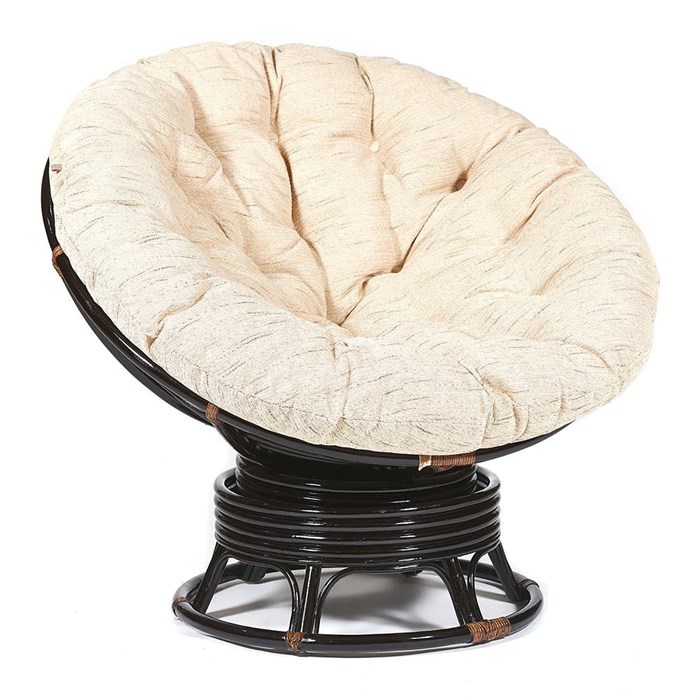 Кресло-качалка PAPASAN/ПАПАСАН w 23/01 B /с подушкой/ 115х78х104 см, Antique brown (античный черно-коричневый), ткань Старт TETCHAIR-7271 - фото 54735