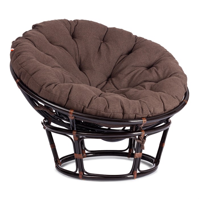 Кресло PAPASAN/ПАПАСАН 23/01 W  /с подушкой/ диаметр подушки 125 см, 115х101х104 см, Antique brown (античный черно-коричневый), ткань Коричневый, TETCHAIR-13730 - фото 54903