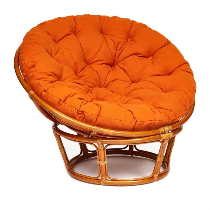 Кресло PAPASAN/ПАПАСАН 23/01 W  /с подушкой/ диаметр подушки 122 см, 115х101х104 см, Cognac (коньяк), ткань Оранжевый, С 23 TETCHAIR-13735 - фото 54959