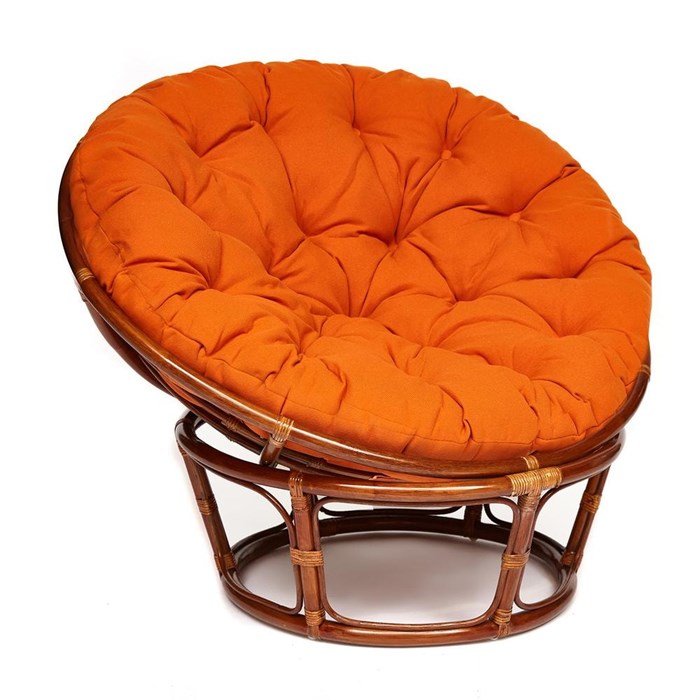 Кресло PAPASAN/ПАПАСАН 23/01 W  /с подушкой/ диаметр подушки 122 см, 115х101х104 см, Pecan (орех), ткань Оранжевый, С 23 TETCHAIR-13737 - фото 54971