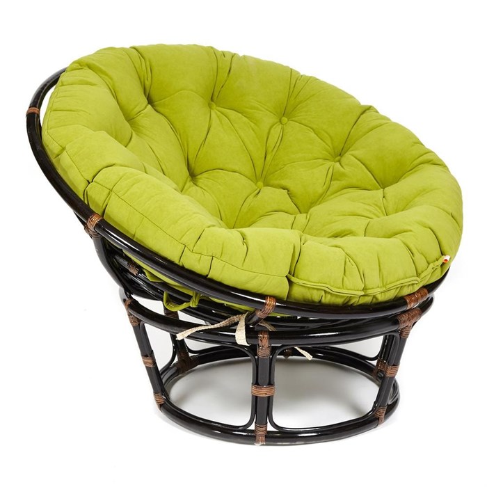 Кресло PAPASAN/ПАПАСАН 23/01 W  /с подушкой/ диаметр подушки 125 см, 115х101х104 см, Antique brown (античный черно-коричневый), флок Олива, 23 TETCHAIR-13738 - фото 54977