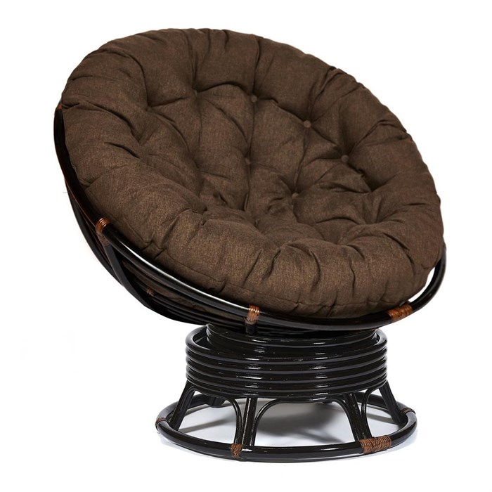 Кресло-качалка PAPASAN/ПАПАСАН w 23/01 B /с подушкой/ 115х78х104 см, Antique brown (античный черно-коричневый), ткань Коричневый, 3М7-147 TETCHAIR-13746 - фото 55031
