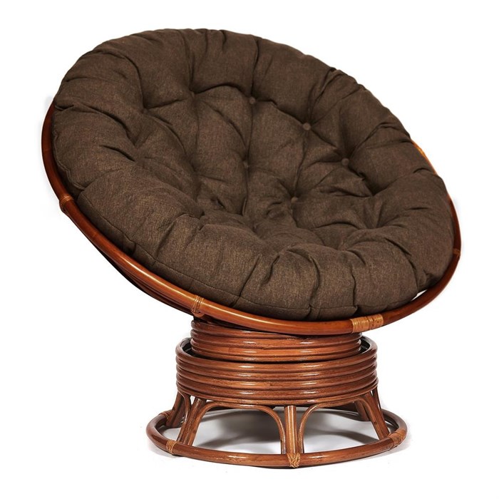 Кресло-качалка PAPASAN/ПАПАСАН w 23/01 B /с подушкой/ 115х78х104 см, Pecan (орех), ткань Коричневый, 3М7-147 TETCHAIR-13749 - фото 55065