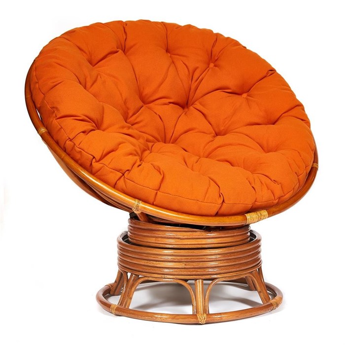 Кресло-качалка PAPASAN/ПАПАСАН w 23/01 B /с подушкой/ 115х78х104 см, Cognac (коньяк), ткань Оранжевый, С 23 TETCHAIR-13751 - фото 55081