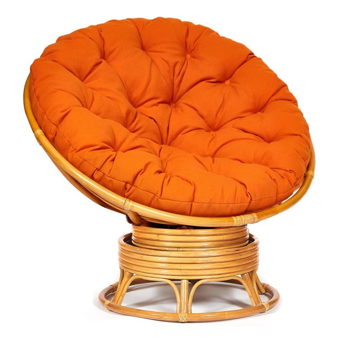 Кресло-качалка PAPASAN/ПАПАСАН w 23/01 B /с подушкой/ 115х78х104 см, Honey (мед), ткань Оранжевый, С 23 TETCHAIR-13752 - фото 55089