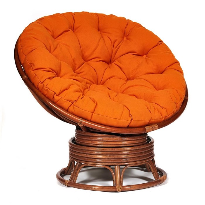 Кресло-качалка PAPASAN/ПАПАСАН w 23/01 B /с подушкой/ 115х78х104 см, Pecan (орех), ткань Оранжевый, С 23 TETCHAIR-13753 - фото 55097