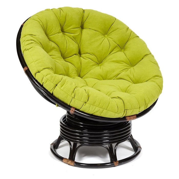 Кресло-качалка PAPASAN/ПАПАСАН w 23/01 B /с подушкой/ 115х78х104 см, Antique brown (античный черно-коричневый), флок Олива, 23 TETCHAIR-13754 - фото 55105