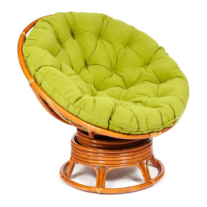 Кресло-качалка PAPASAN/ПАПАСАН w 23/01 B /с подушкой/ 115х78х104 см, Cognac (коньяк), флок Олива, 23 TETCHAIR-13755 - фото 55115
