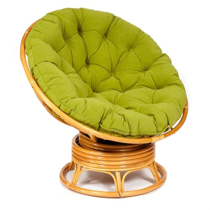 Кресло-качалка PAPASAN/ПАПАСАН w 23/01 B /с подушкой/ 115х78х104 см, Honey (мед), флок Олива, 23 TETCHAIR-13756 - фото 55127