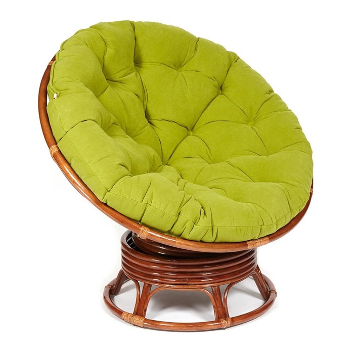 Кресло-качалка PAPASAN/ПАПАСАН w 23/01 B /с подушкой/ 115х78х104 см, Pecan (орех), флок Олива, 23 TETCHAIR-13757 - фото 55136