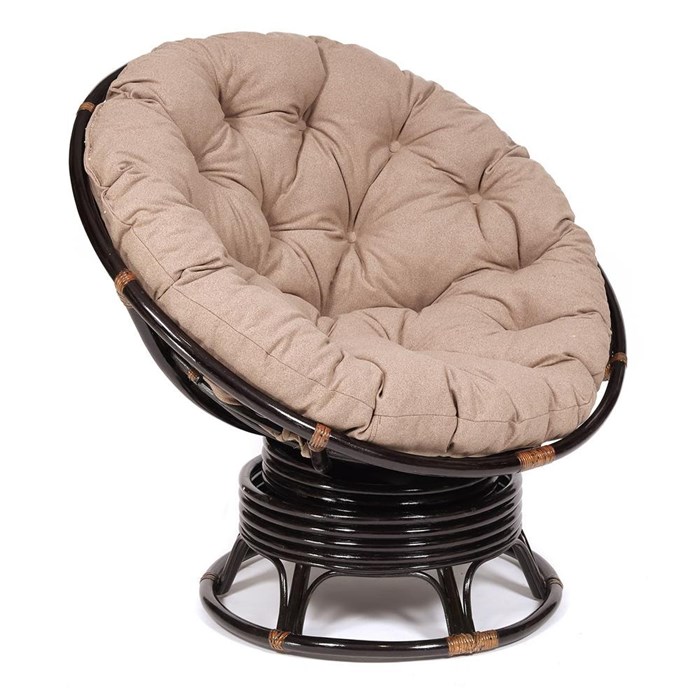 Кресло-качалка PAPASAN/ПАПАСАН w 23/01 B /с подушкой/ 115х78х104 см, Antique brown (античный черно-коричневый), экошерсть Коричневый, 1811-5 TETCHAIR-13758 - фото 55148