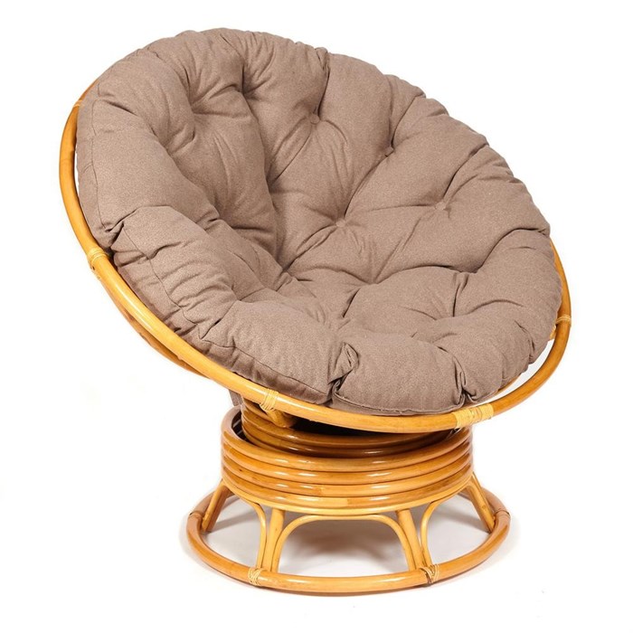 Кресло-качалка PAPASAN/ПАПАСАН w 23/01 B /с подушкой/ 115х78х104 см, Honey (мед), экошерсть Коричневый, 1811-5 TETCHAIR-13760 - фото 55164