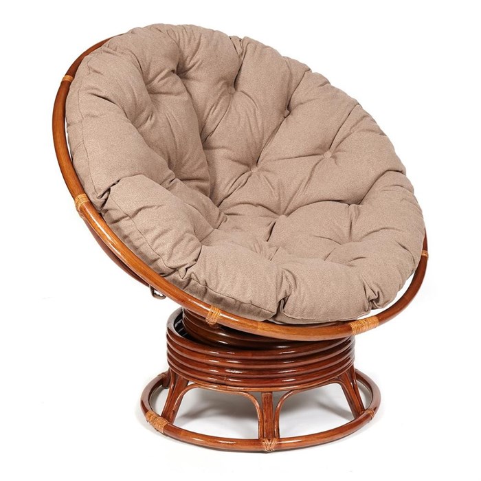 Кресло-качалка PAPASAN/ПАПАСАН w 23/01 B /с подушкой/ 115х78х104 см, Pecan (орех), экошерсть Коричневый, 1811-5 TETCHAIR-13761 - фото 55174
