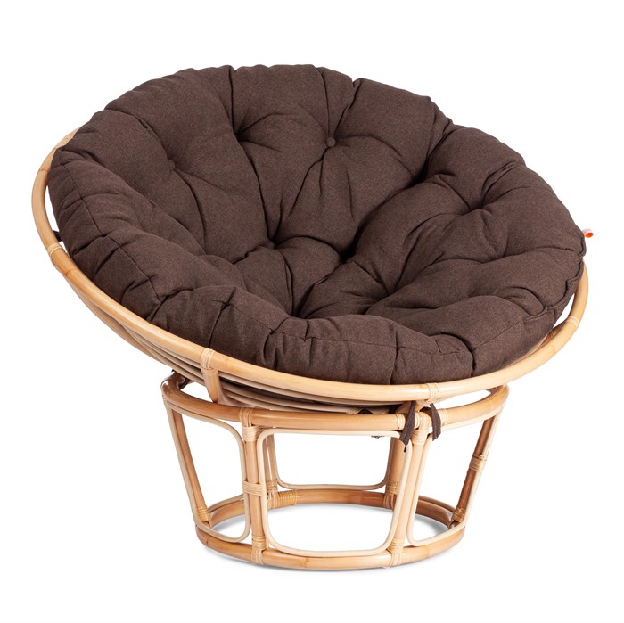 Кресло PAPASAN ECO/ПАПАСАН ЭКО P115-1/SP STD /c подушкой, ремешками/ диаметр подушки 125 см, 115x101x92 см, Natural (натуральный), ткань Коричневый, 3М7-147 TETCHAIR-13763 - фото 55175
