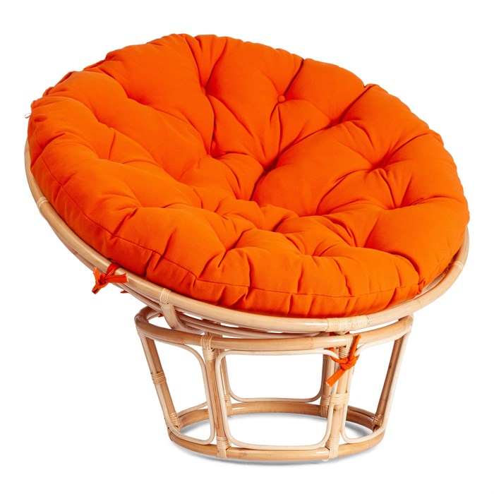 Кресло PAPASAN ECO/ПАПАСАН ЭКО P115-1/SP STD /c подушкой, ремешками/ диаметр подушки 122 см, 115x101x92 см, Natural (натуральный), ткань Оранжевый, С 23 TETCHAIR-13764 - фото 55192