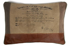 Подушка Secret De Maison THOMAS ( mod. M-7043 А ) кожа буйвола / ткань хлопок, 62х4х41см, коричневый, ткань: винтаж TETCHAIR-10271